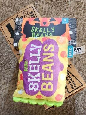 Bark Skelly Beans Plush Dog Toy - Yellow, Purple & Orange